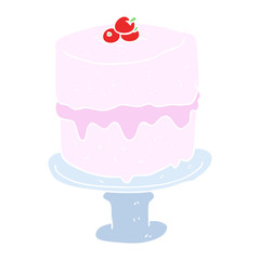 flat color illustration of a cartoon cake