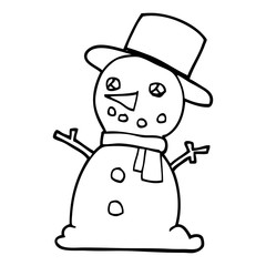 line drawing cartoon snowman