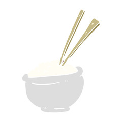 cartoon doodle bowl of rice with chopsticks