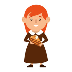 pilgrim woman with delicious pie
