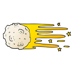 cartoon doodle flying asteroid