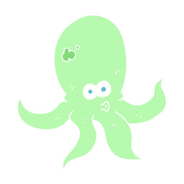 flat color illustration of a cartoon octopus