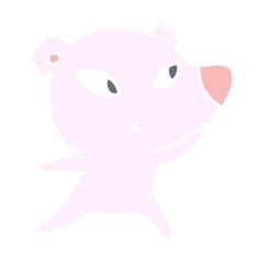 cute flat color style cartoon bear