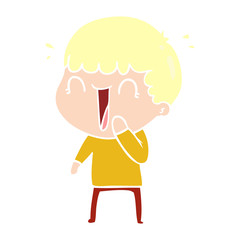 laughing flat color style cartoon man