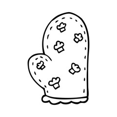 line drawing cartoon oven glove