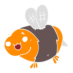 funny flat color style cartoon bee