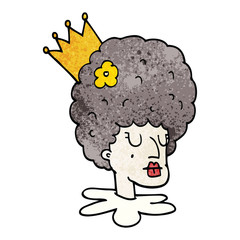 cartoon doodle queen in makeup and huge wig