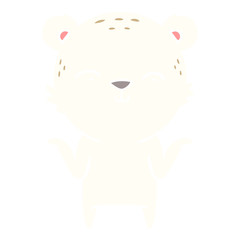 happy flat color style cartoon polar bear shrugging shoulders