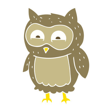 flat color illustration of a cartoon owl