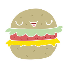 flat color style cartoon burger