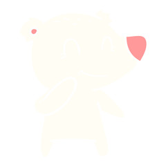 smiling polar bear flat color style cartoon
