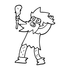 line drawing cartoon cave man