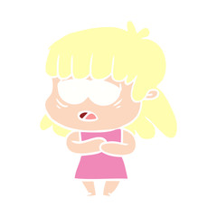 flat color style cartoon tired woman