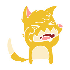 angry flat color style cartoon fox rubbing eyes