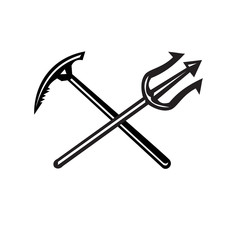 Crossed Mountain Ice Axe and Trident Icon