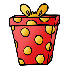 cartoon doodle wrapped present