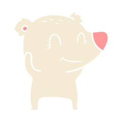 smiling polar bear flat color style cartoon