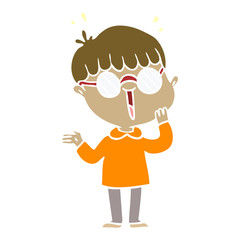 flat color style cartoon boy realizing something amazing