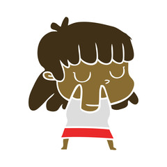 flat color style cartoon indifferent woman
