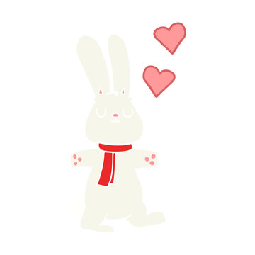 flat color style cartoon rabbit in love