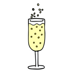 cartoon doodle champagne flute