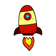 cartoon doodle space rocket