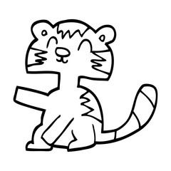 Fototapeta na wymiar funny line drawing cartoon cat