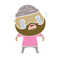 Obraz premium flat color style cartoon bearded man crying