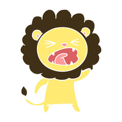 flat color style cartoon angry lion
