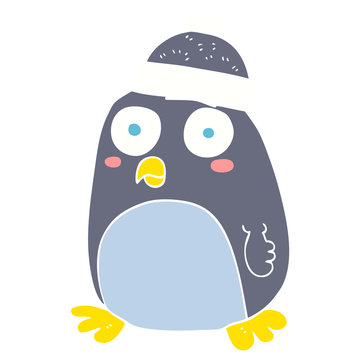 flat color illustration of a cartoon penguin