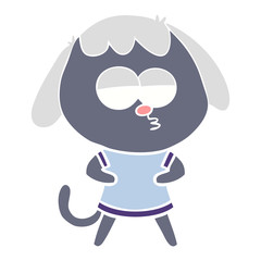 flat color style cartoon bored dog