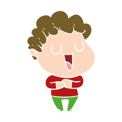 laughing flat color style cartoon man