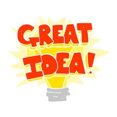 flat color illustration of a cartoon great idea light bulb symbol