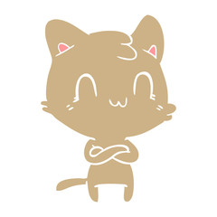 flat color style cartoon happy cat