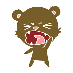 angry flat color style cartoon bear