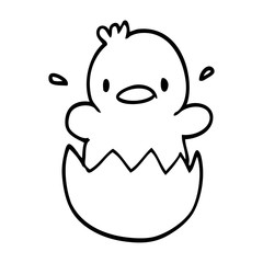 cute line drawing cartoon chick