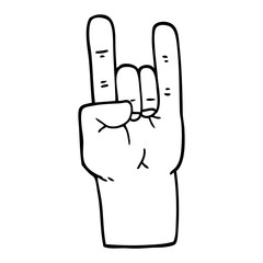 line drawing cartoon rock music hand