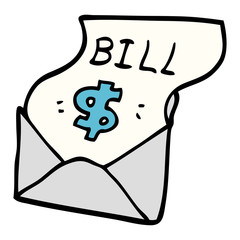 cartoon doodle debt bill