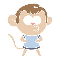 flat color style cartoon surprised monkey