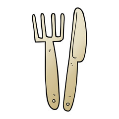 cartoon doodle plastic knife and fork