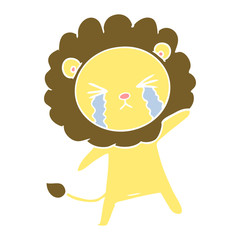 flat color style cartoon crying lion