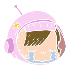 flat color style cartoon astronaut face crying