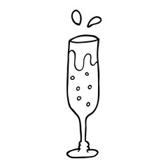 line drawing cartoon glass of champagne
