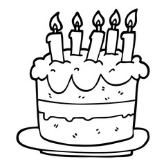 line drawing cartoon birthday cake
