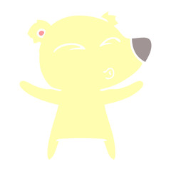 flat color style cartoon whistling bear with open arms