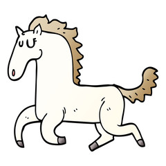 cartoon doodle running horse