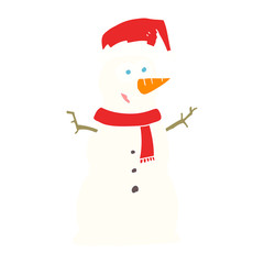 flat color illustration of a cartoon snowman
