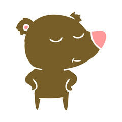 happy flat color style cartoon bear
