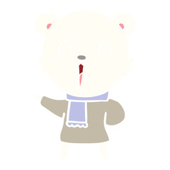 happy flat color style cartoon polar bear