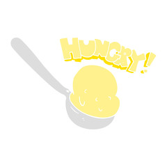 flat color illustration of a cartoon scoop of ice cream